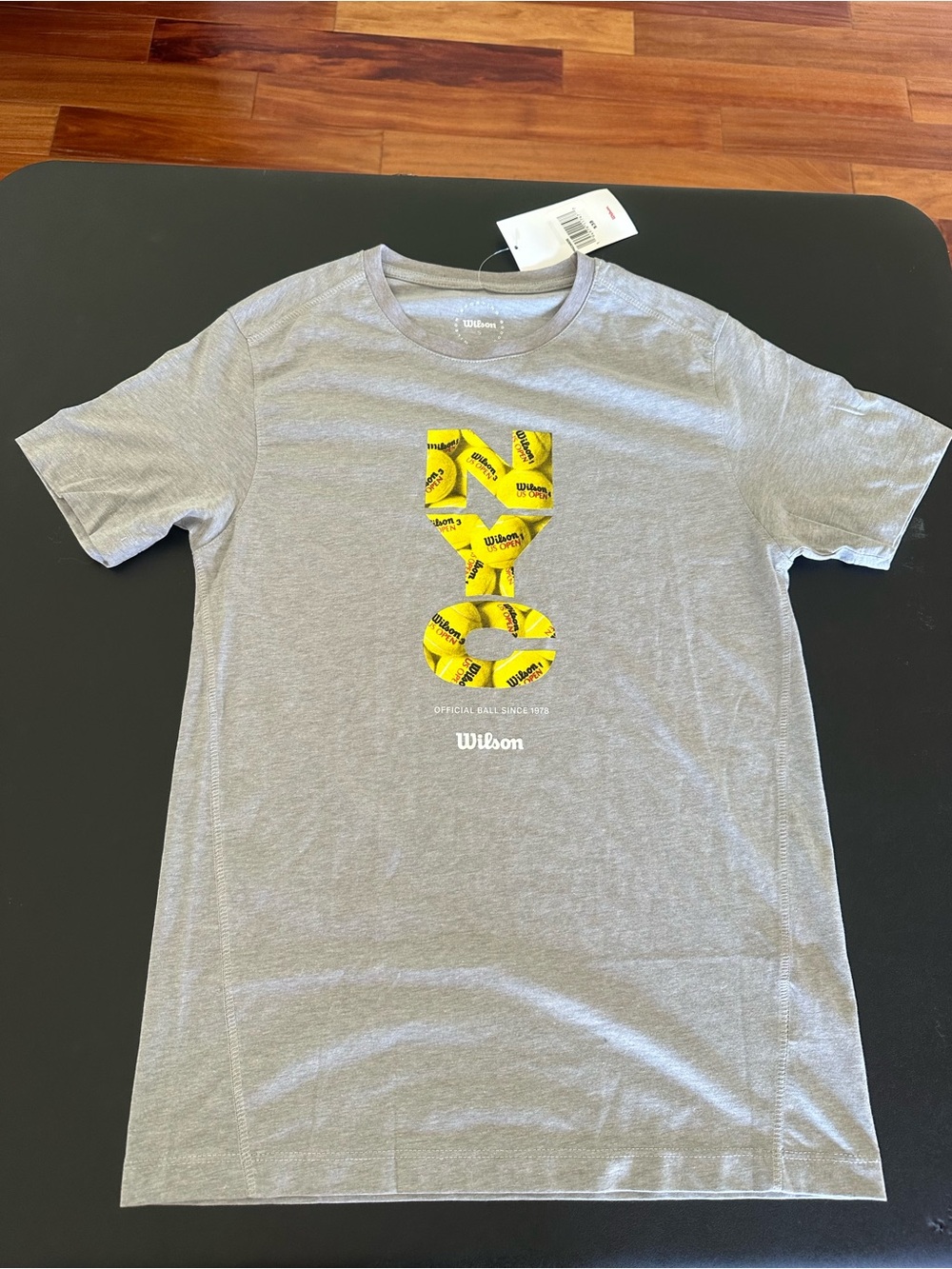 Wilson U.S. Open Men’s Gray Graphic Tennis Ball T-Shirt Size Small
